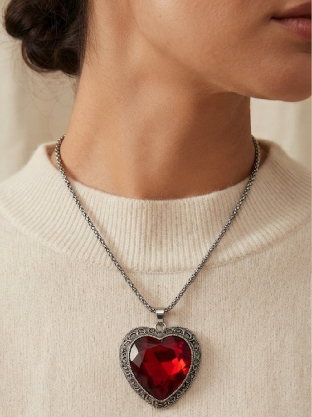 HEART Charm Necklace beautiful as a gift rerd heart ♥️